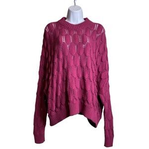 Planet By Lauren G Pima Cotton Scallop Crewneck Sweater One Size Boho Artsy